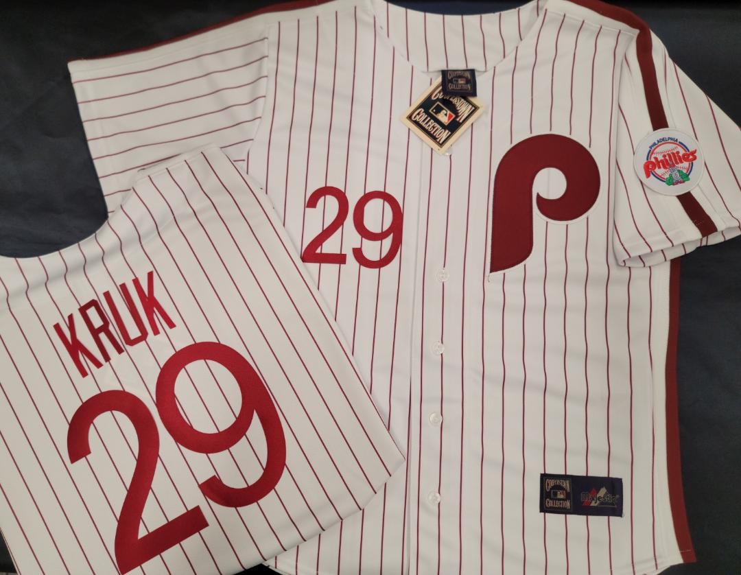 Cooperstown Collection Philadelphia Phillies JOHN KRUK Sewn THROWBACK Baseball Jersey