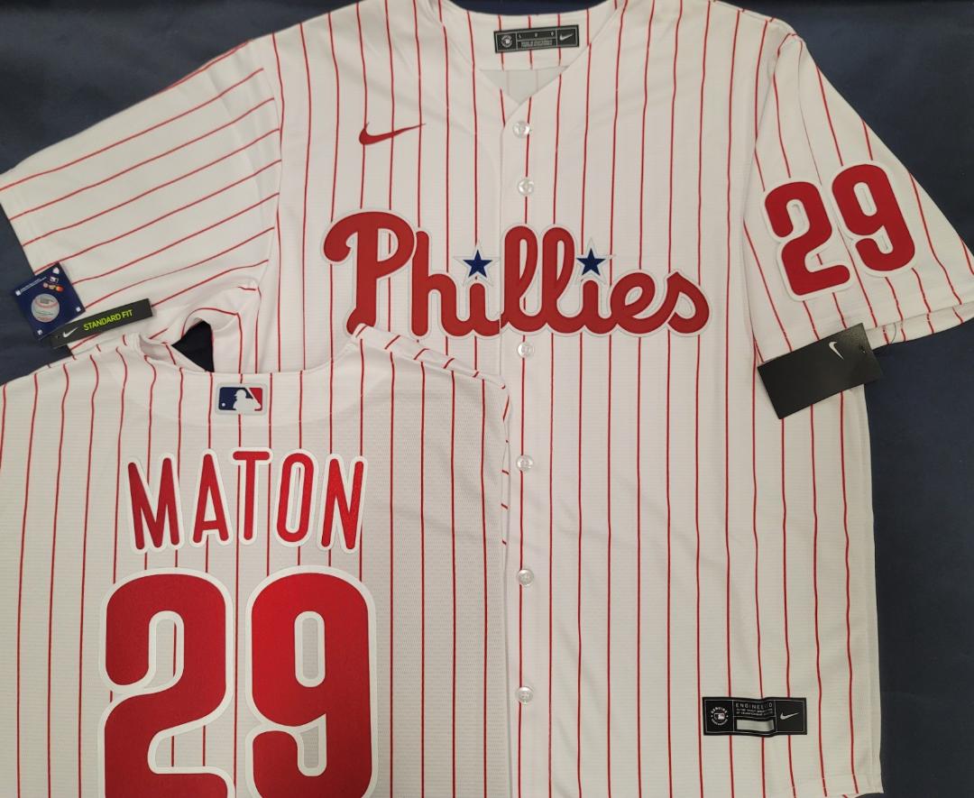 Nike Philadelphia Phillies NICK MATON Sewn Baseball Jersey WHT P/S –