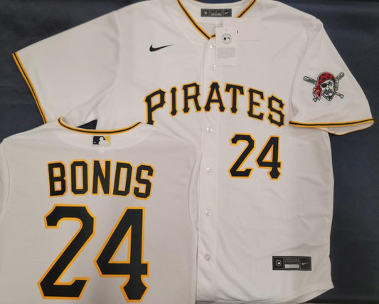 Nike Pittsburgh Pirates BARRY BONDS Sewn Baseball Jersey WHITE