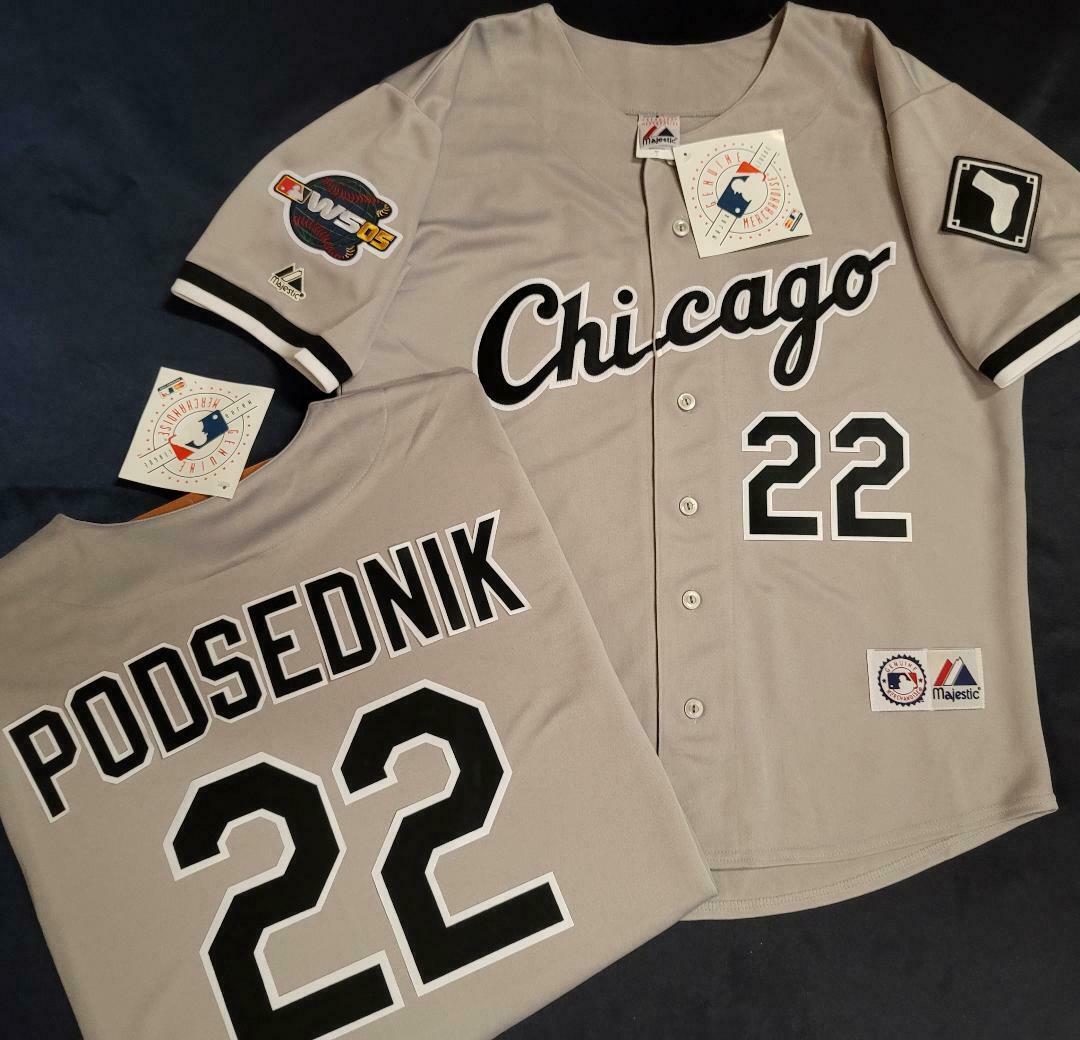 Majestic Chicago White Sox SCOTT PODSEDNIK 2005 World Series Baseball Jersey GRAY