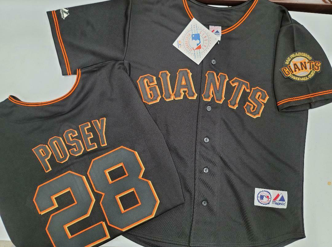 Majestic San Francisco Giants BUSTER POSEY Sewn Baseball Jersey BLACK