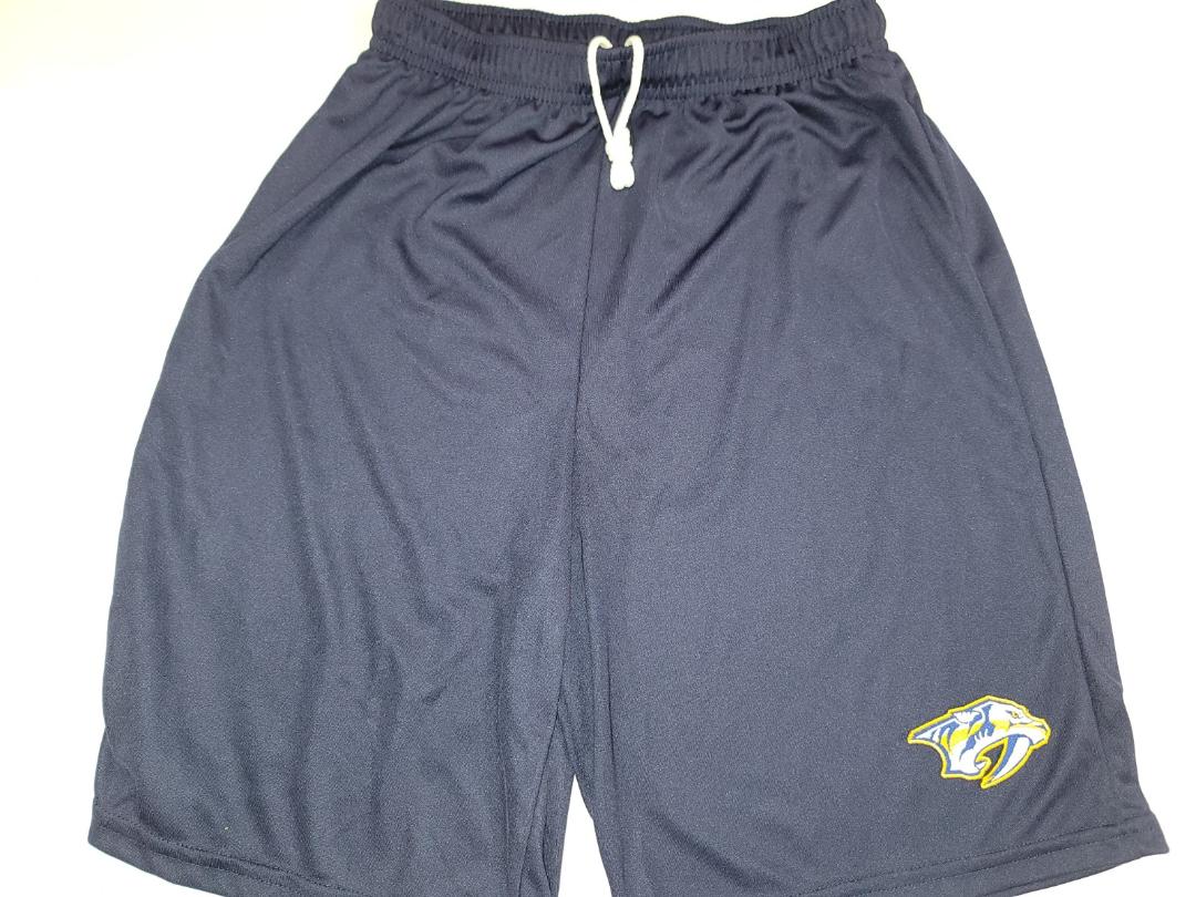 Mens NHL Team Apparel NASHVILLE PREDATORS Moisture Wick Dri Fit SHORTS W/POCKETS Embroidered Logo NAVY