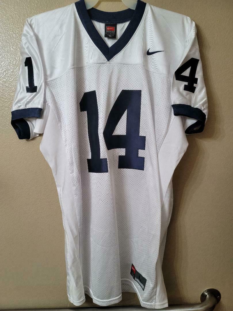 Mens Nike NCAA PENN STATE NITTANY LIONS PSU #14 AUTHENTIC Game JERSEY WHITE