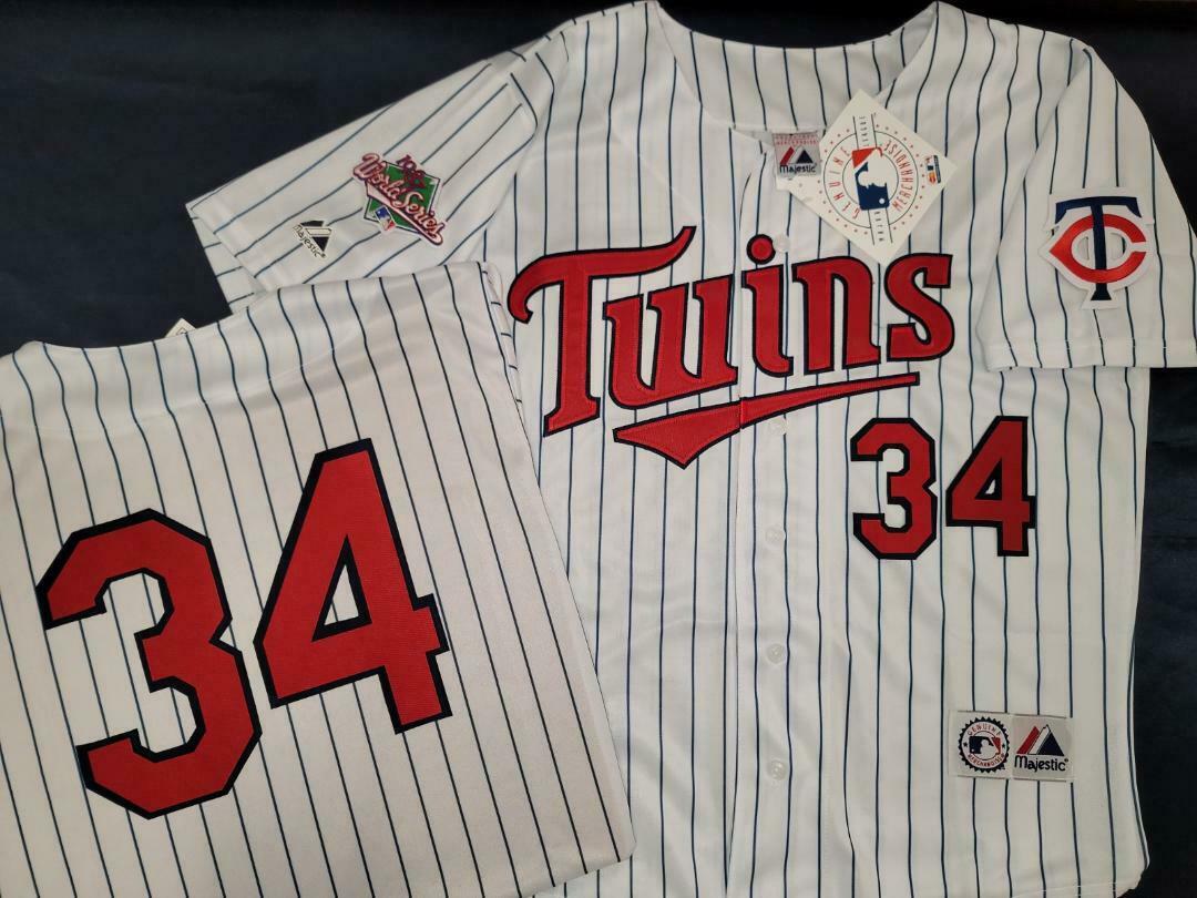 Majestic Minnesota Twins KIRBY PUCKETT 1987 World Series Baseball Jersey White P/S