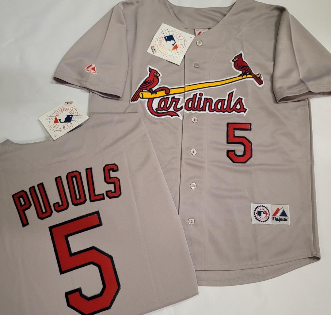 Mens Majestic St Louis Cardinals ALBERT PUJOLS Baseball Jersey GRAY