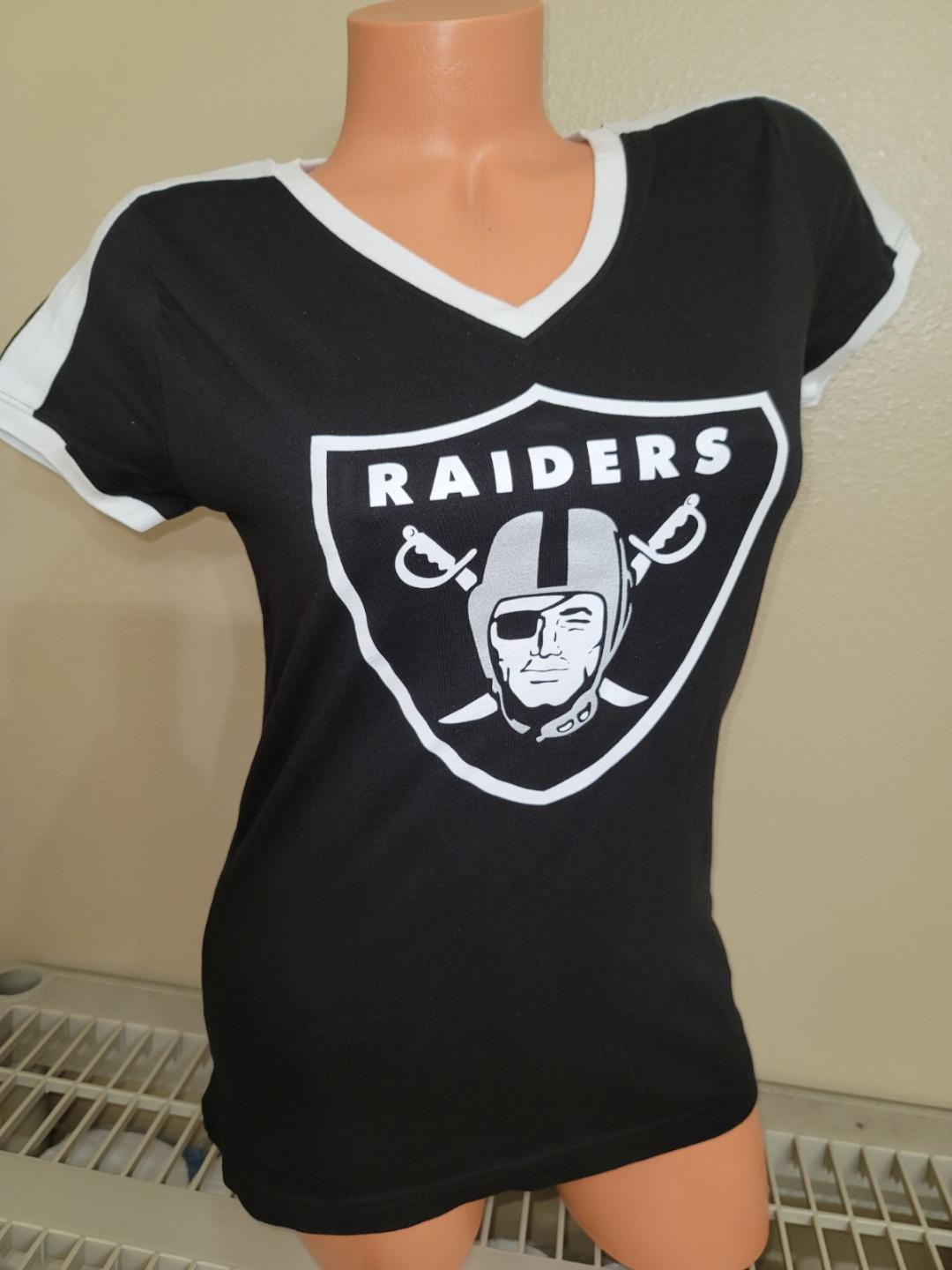 WOMENS LAS VEGAS RAIDERS V-Neck Ringer Shirt Black