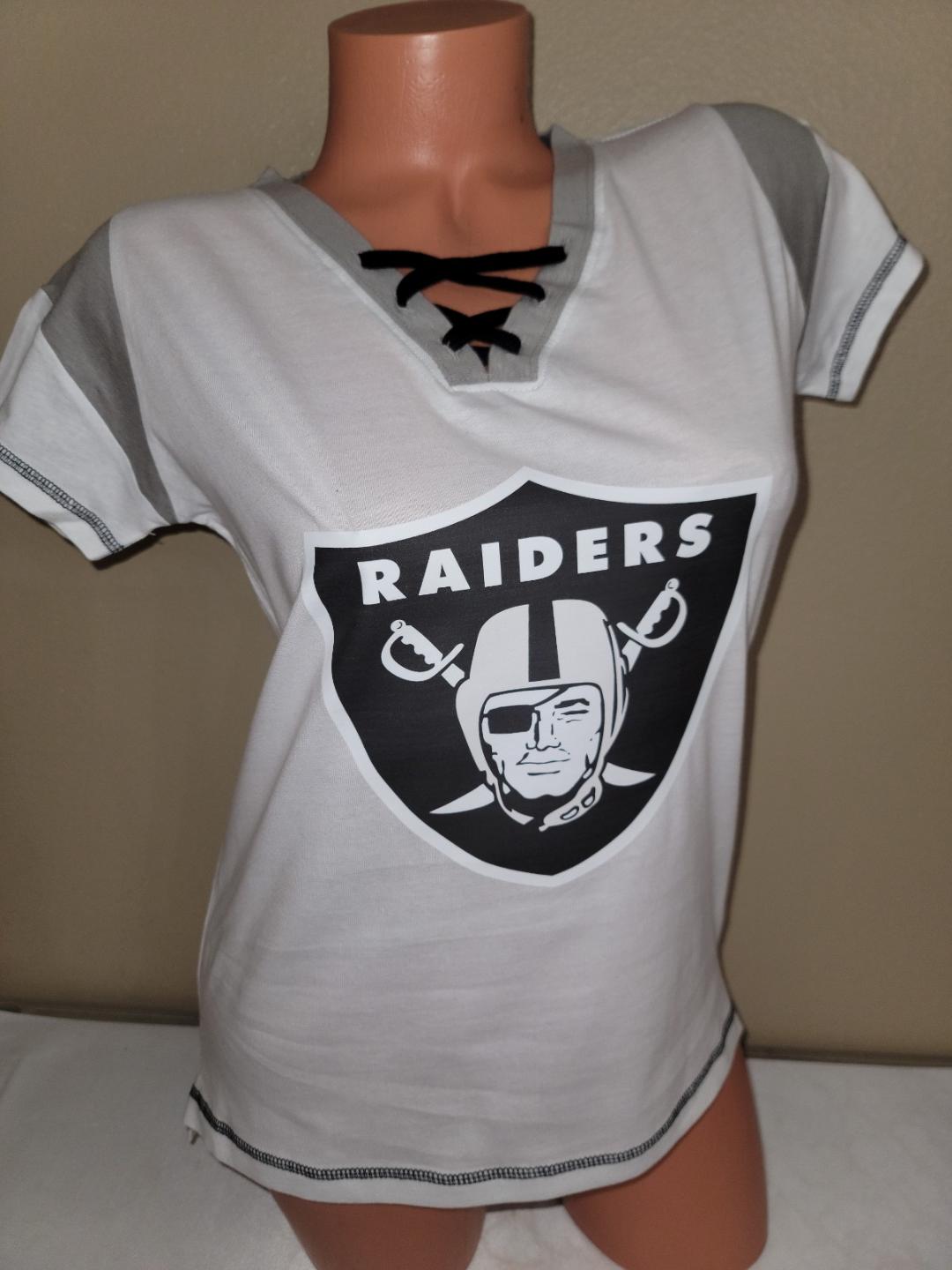 Womens Ladies NFL Team Apparel LAS VEGAS RAIDERS "Laces" Football Jersey SHIRT White