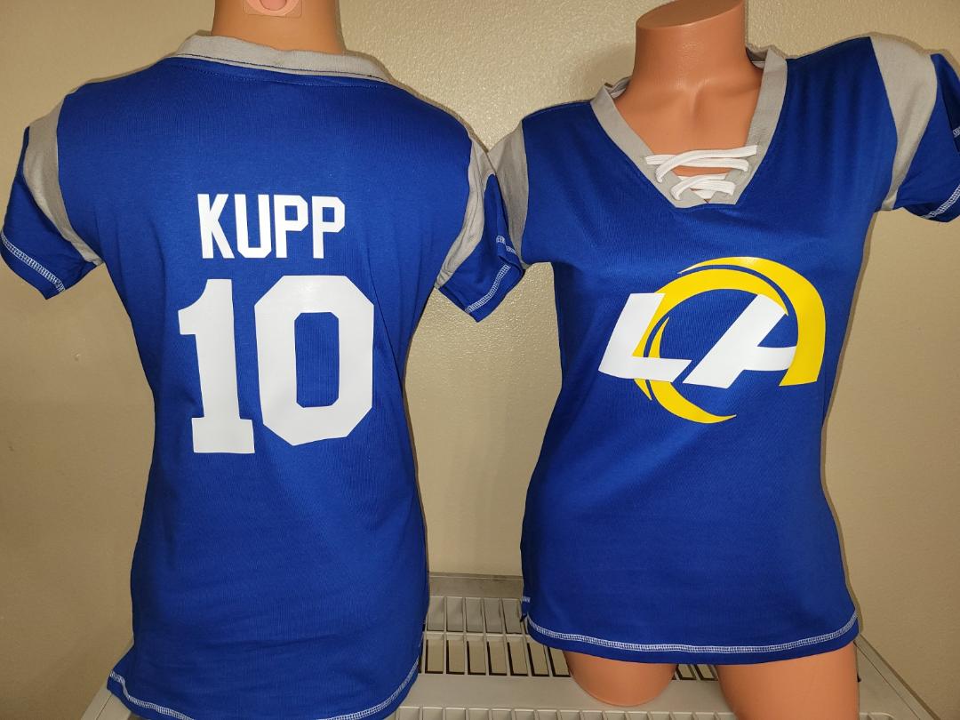 Womens Ladies Los Angeles Rams COOPER KUPP 'Laces' Football Jersey SHIRT  Blue