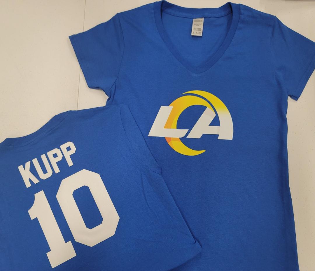 NFL Team Apparel Womens Los Angeles Rams COOPER KUPP V-Neck Football Shirt ROYAL