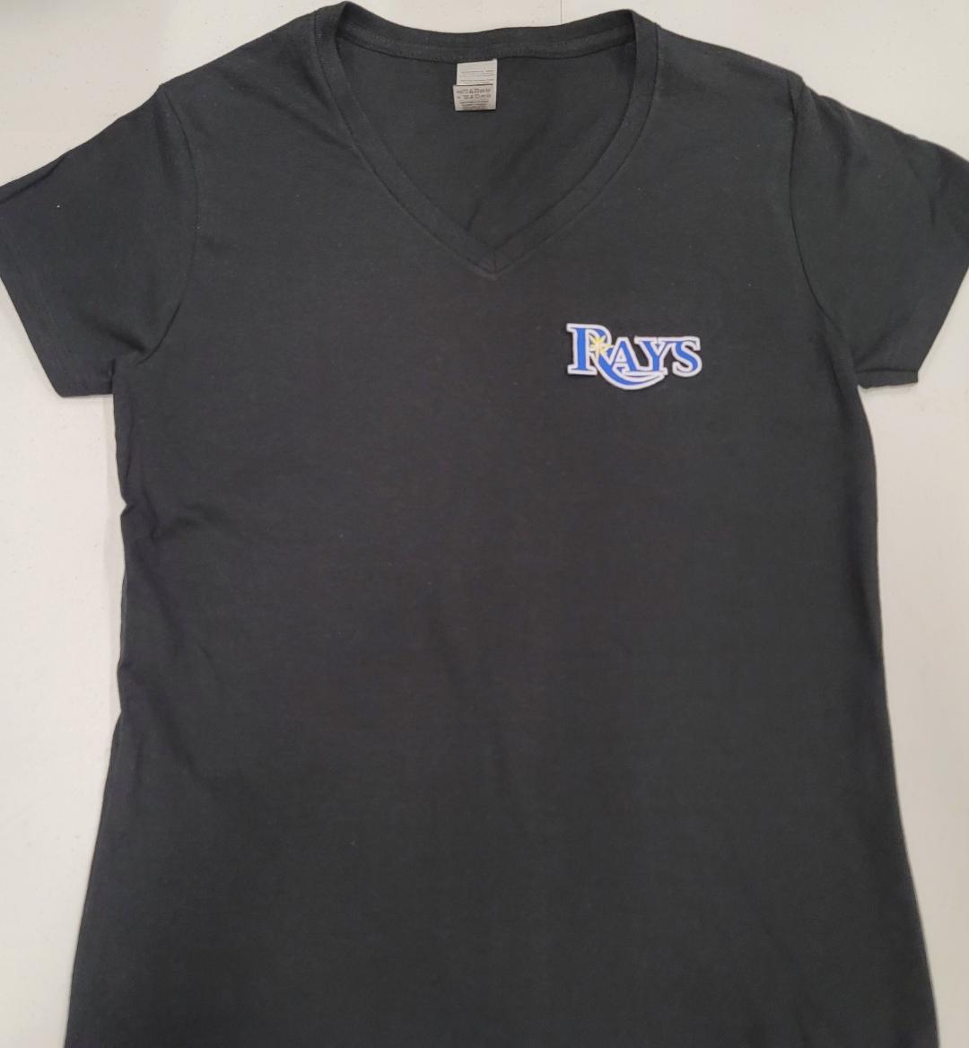 Womens MLB Team Apparel TAMPA BAY RAYS V-Neck Baseball Shirt BLACK –