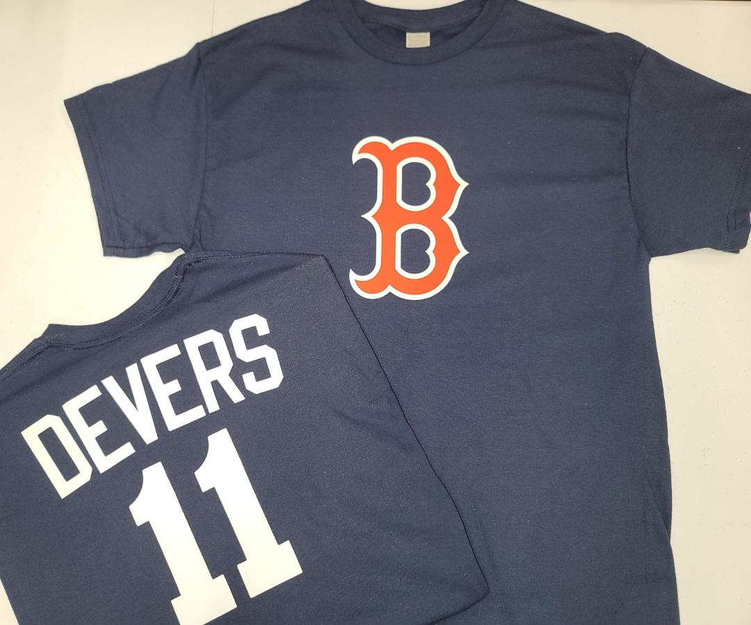 Mens MLB Team Apparel Boston Red Sox RAFAEL DEVERS Baseball Shirt NAVY –