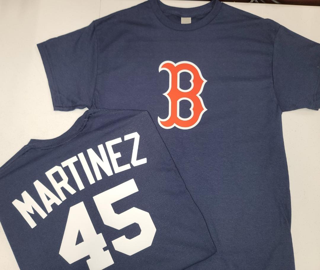 Mens MLB Team Apparel Boston Red Sox PEDRO MARTINEZ Baseball Shirt NAV –