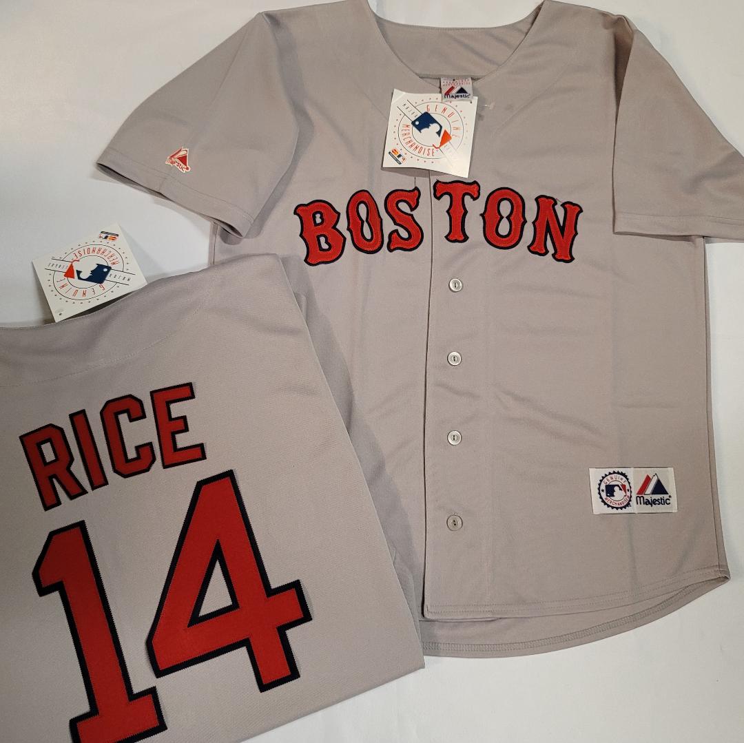 Mens Majestic Boston Red Sox JIM RICE Baseball Jersey GRAY