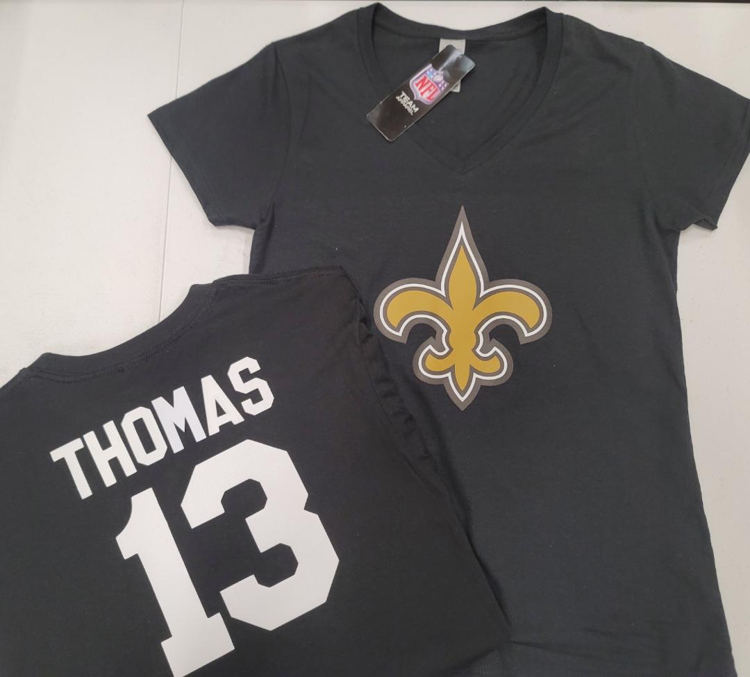 NFL Team Apparel Womens New Orleans Saints MICHAEL THOMAS V-Neck Footb –