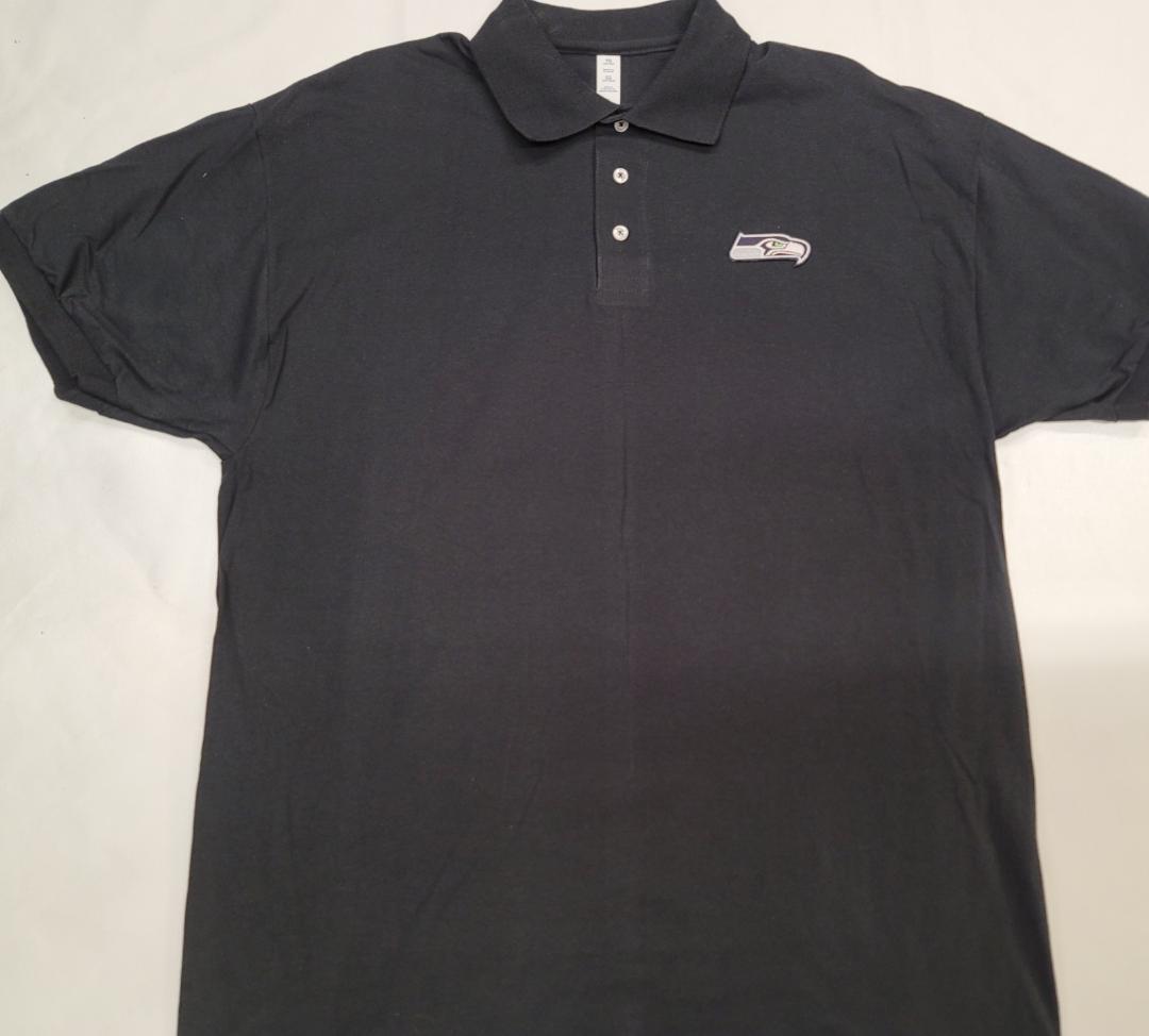 NFL Team Apparel SEATTLE SEAHAWKS Football Polo Golf Shirt BLACK