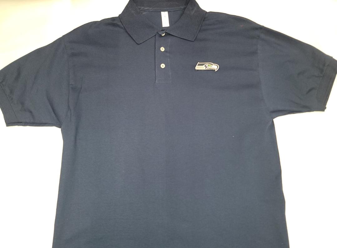 NFL Team Apparel SEATTLE SEAHAWKS Football Polo Golf Shirt NAVY