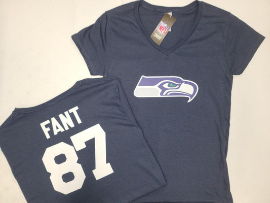 NFL Team Apparel Womens Seattle Seahawks NOAH FANT V-Neck Football Shirt NAVY