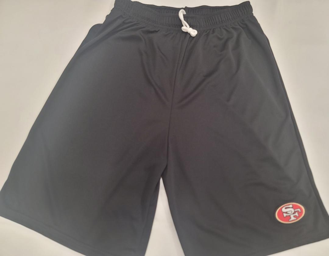 Mens NFL SAN FRANCISCO 49ers Moisture Wick Dri Fit SHORTS Embroidered Logo BLACK