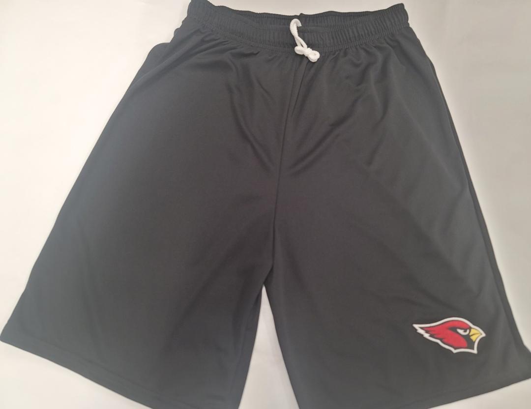 Mens NFL ARIZONA CARDINALS Moisture Wick Dri Fit SHORTS W/POCKETS Embroidered Logo BLACK