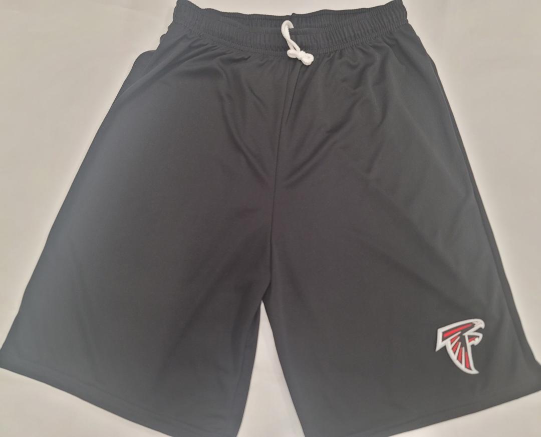 Mens NFL ATLANTA FALCONS Moisture Wick Dri Fit SHORTS W/POCKETS Embroidered Logo BLACK