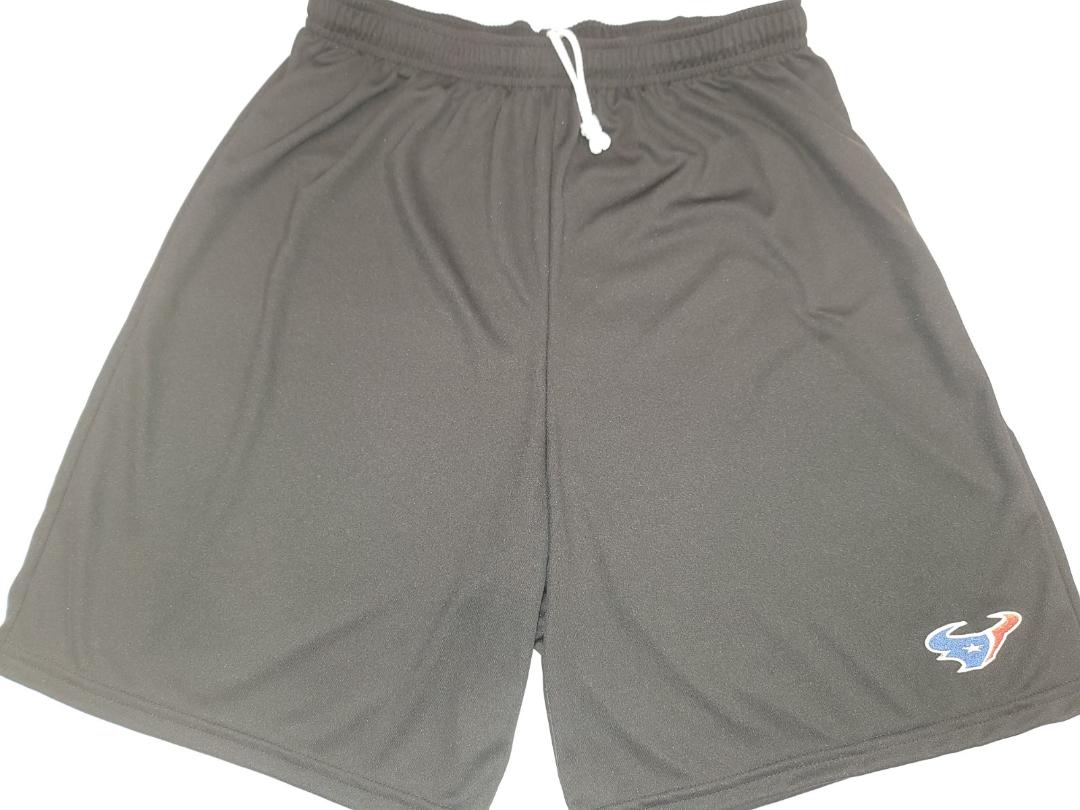 Mens NFL HOUSTON TEXANS Moisture Wick Dri Fit SHORTS W/POCKETS Embroidered Logo BLACK