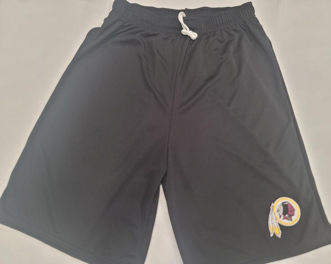 Mens NFL WASHINGTON REDSKINS Moisture Wick Dri Fit SHORTS Embroidered Logo BLACK