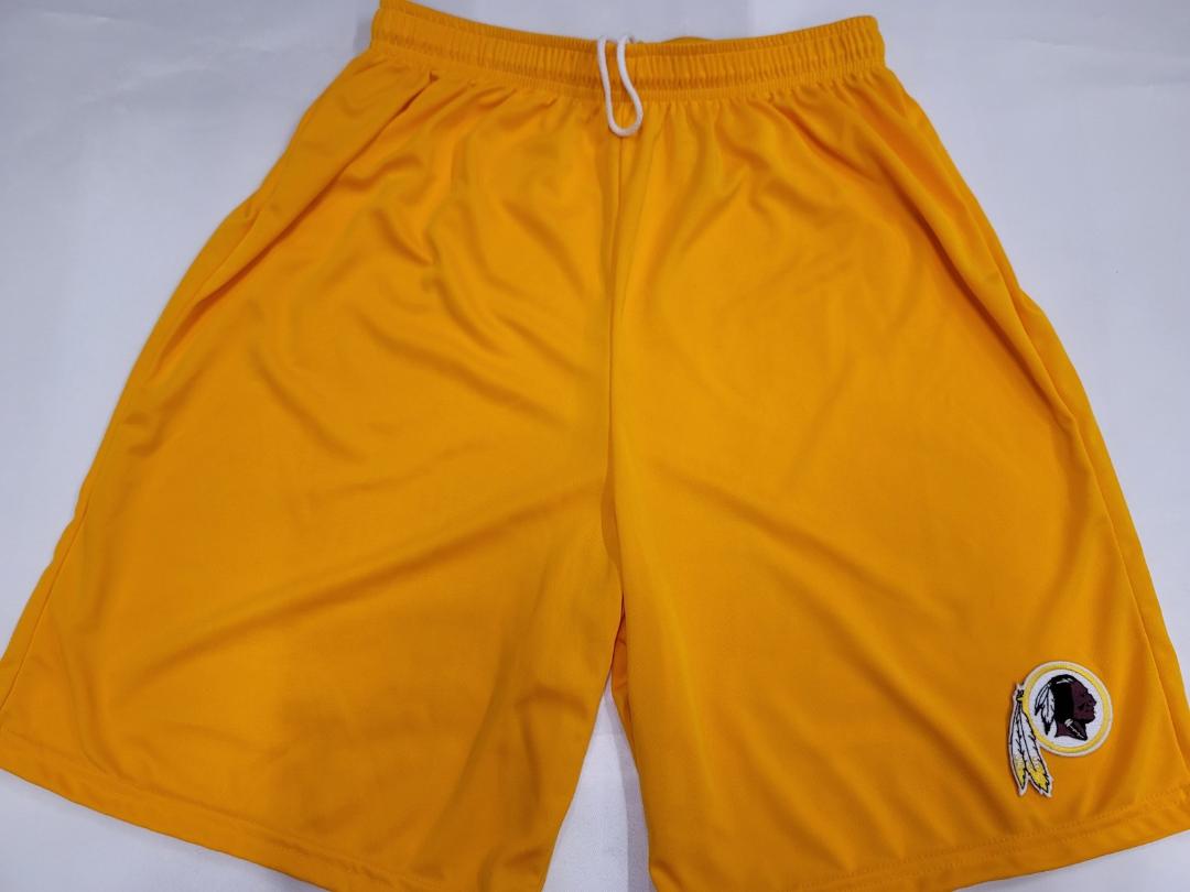 Mens NFL WASHINGTON REDSKINS Moisture Wick Dri Fit SHORTS Embroidered Logo GOLD