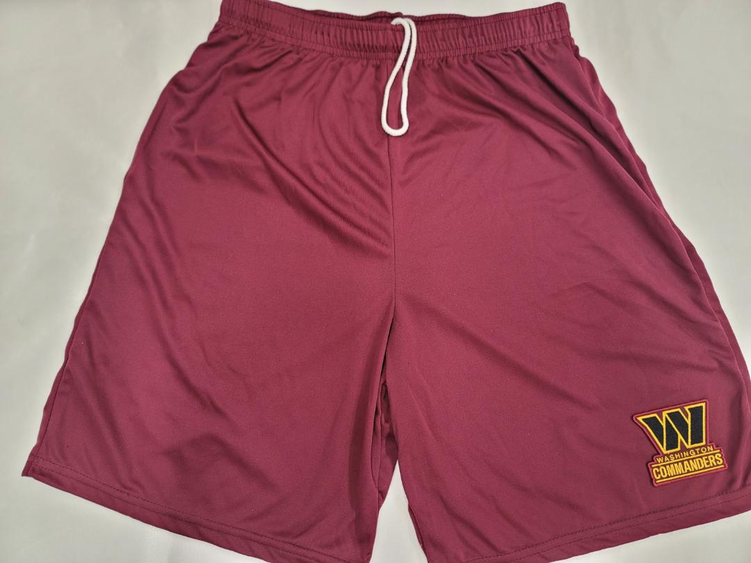 NFL Team Apparel WASHINGTON COMMANDERS Moisture Wick Dri Fit SHORTS Embroidered Logo MAROON