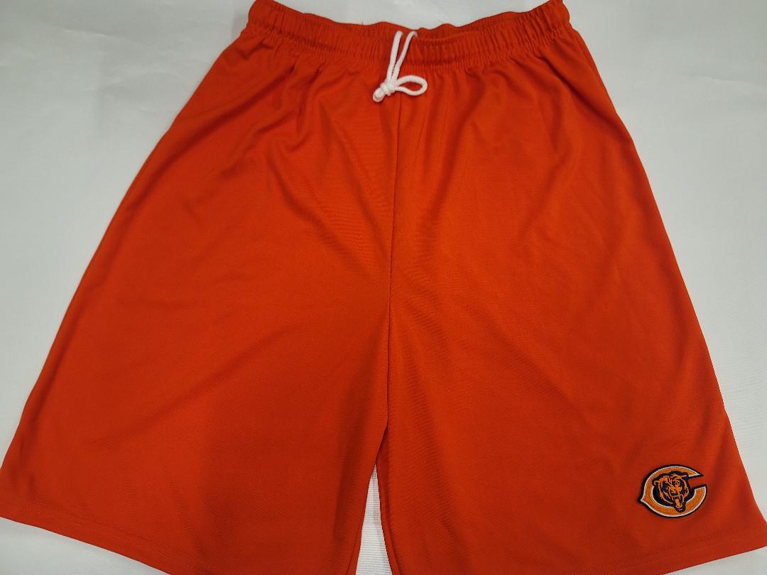 Mens NFL CHICAGO BEARS Moisture Wick Dri Fit SHORTS Embroidered Logo ORANGE