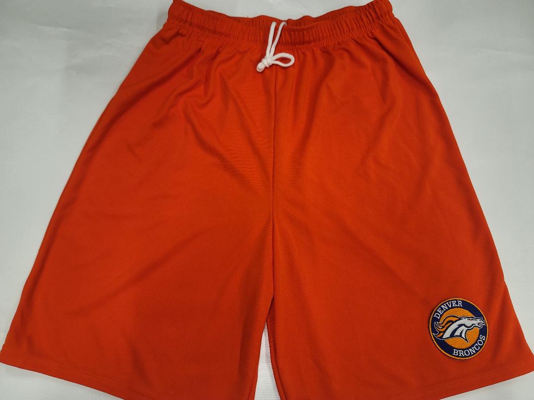 Mens NFL Team Apparel DENVER BRONCOS Moisture Wick Dri Fit SHORTS Embr –