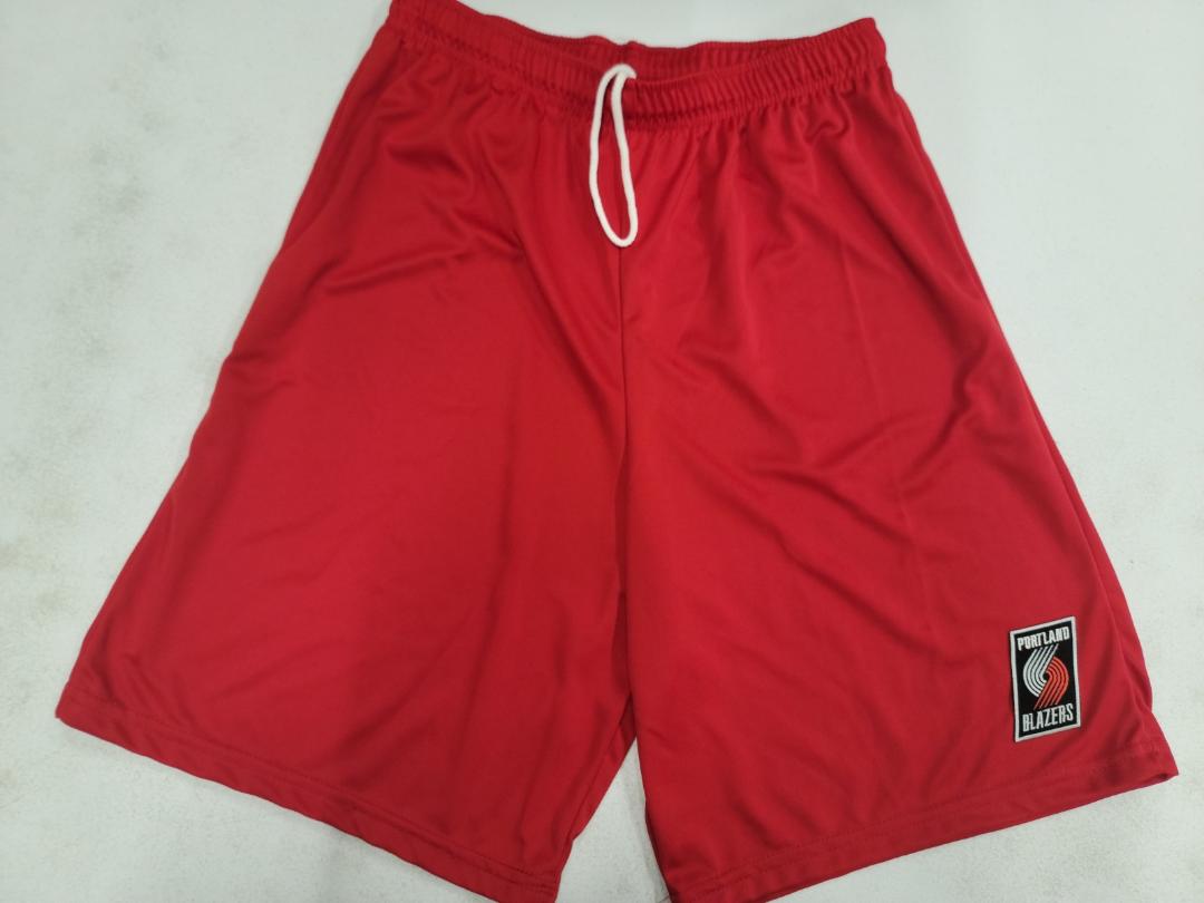 Mens NBA PORTLAND TRAIL BLAZERS Moisture Wick Dri Fit SHORTS Embroidered Logo RED