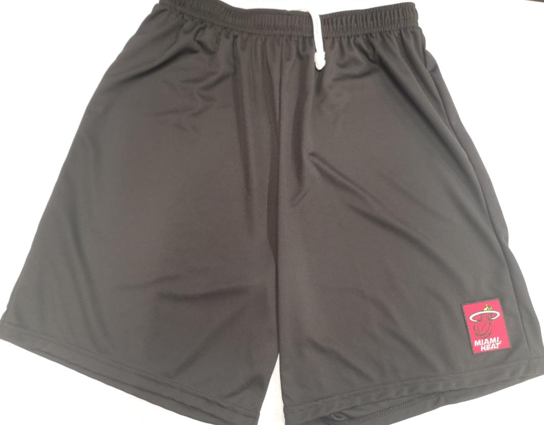 Mens NBA MIAMI HEAT Moisture Wick Dri Fit SHORTS Embroidered Logo BLACK