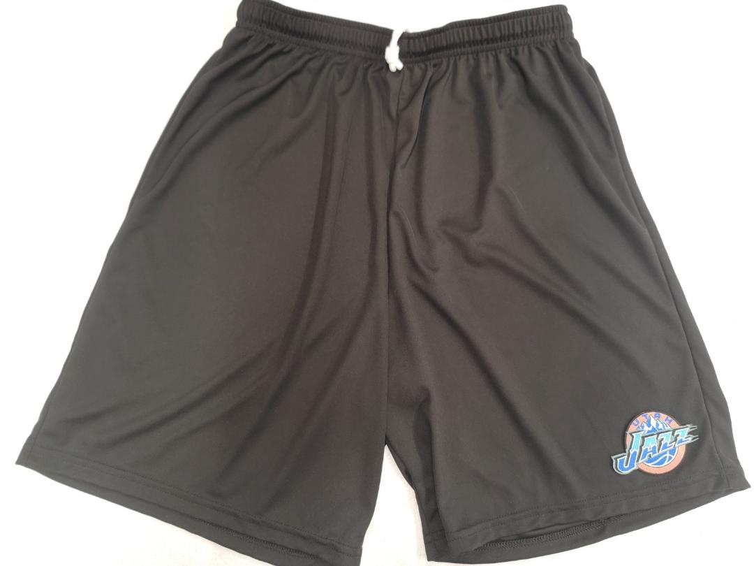 Mens NBA Team Apparel UTAH JAZZ Moisture Wick Dri Fit SHORTS W/POCKETS Embroidered Logo BLACK