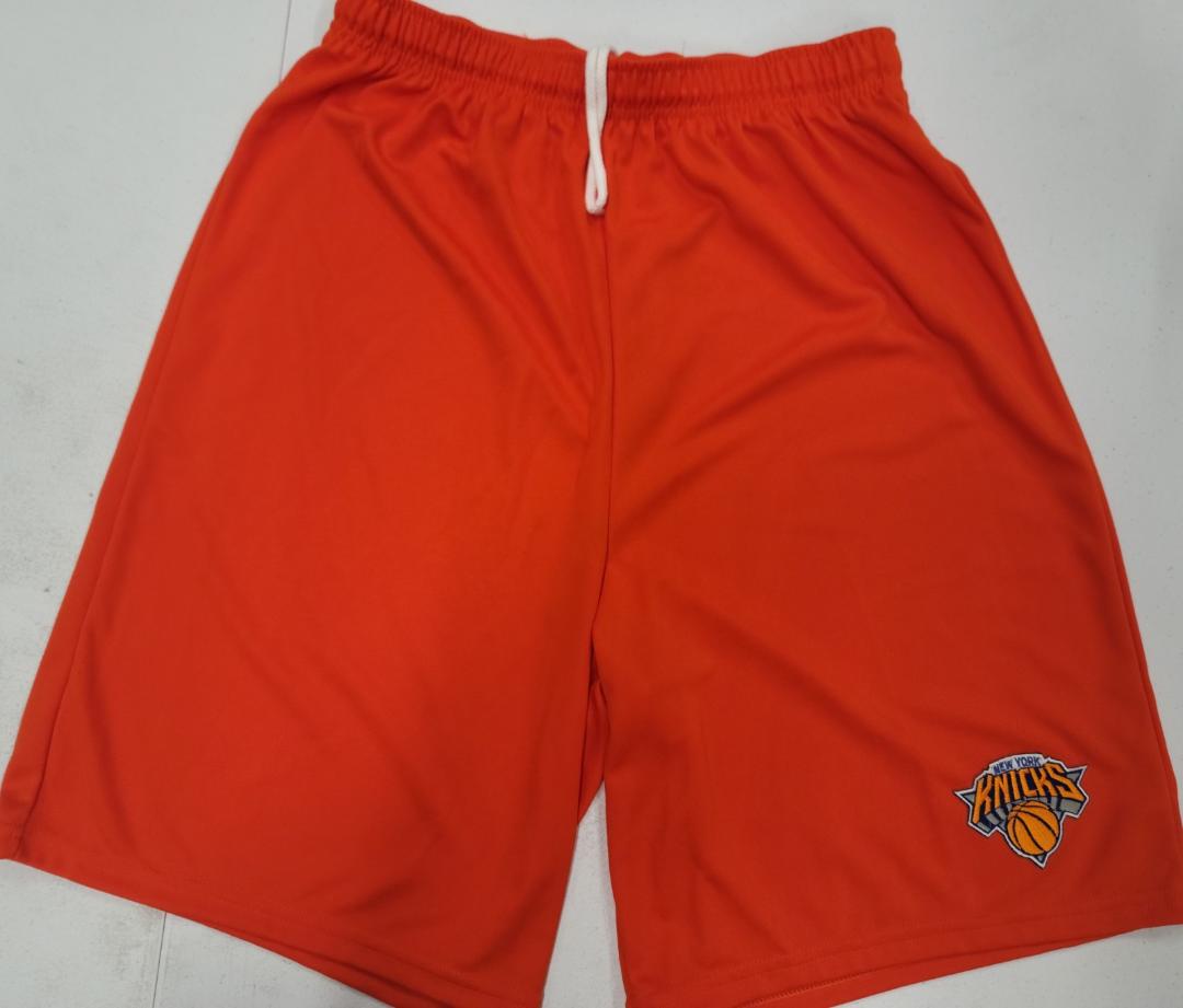 Mens NBA Team Apparel NEW YORK KNICKS Dri Fit SHORTS Embroidered Logo ORANGE