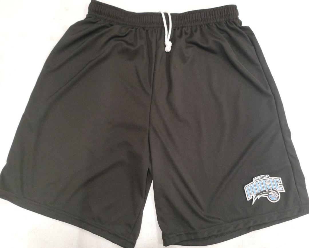Mens NBA ORLANDO MAGIC Moisture Wick Dri Fit SHORTS Embroidered Logo BLACK