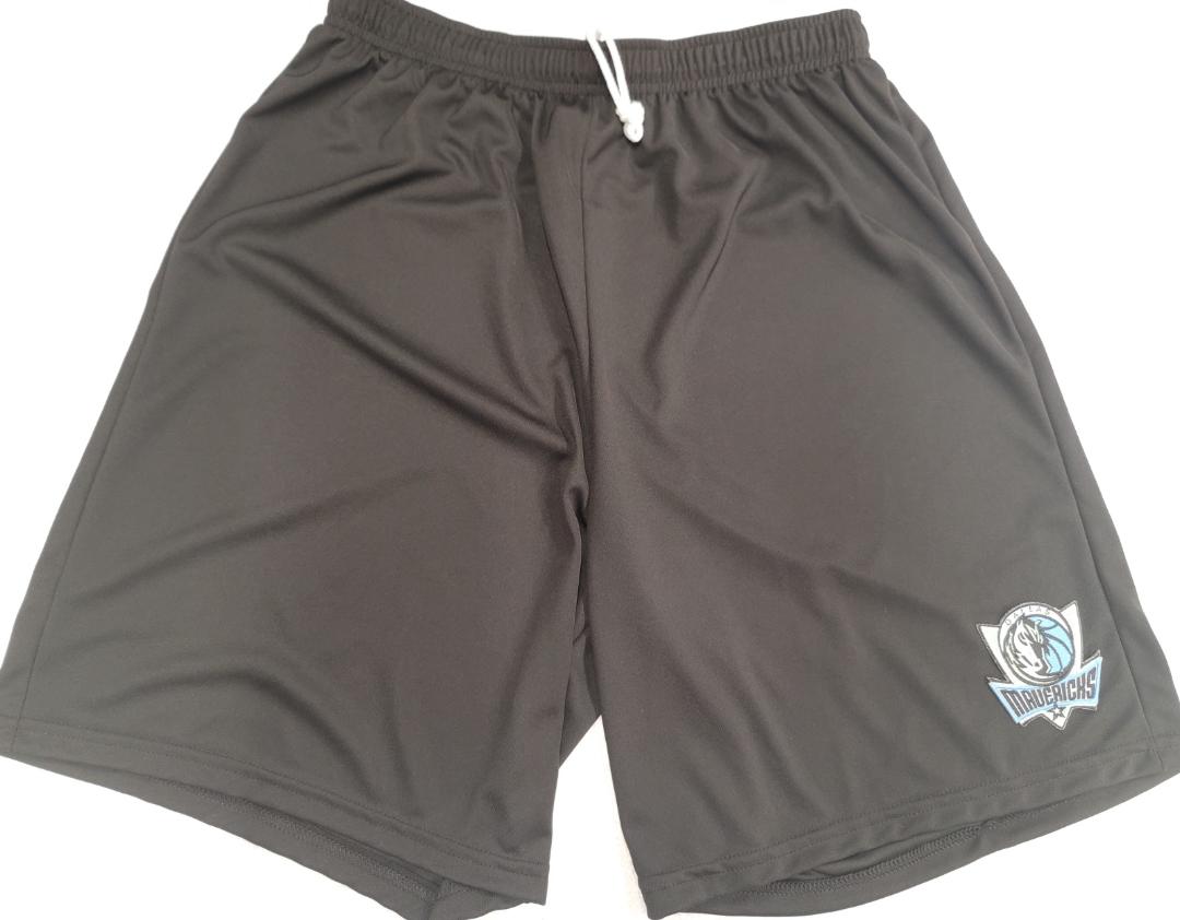 Mens NBA Team Apparel DALLAS MAVERICKS Moisture Wick Dri Fit SHORTS W/POCKETS Embroidered Logo BLACK