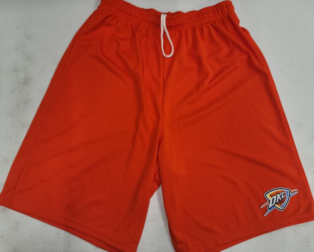 Mens NBA OKLAHOMA CITY THUNDER Moisture Wick Dri Fit SHORTS Embroidered Logo ORANGE