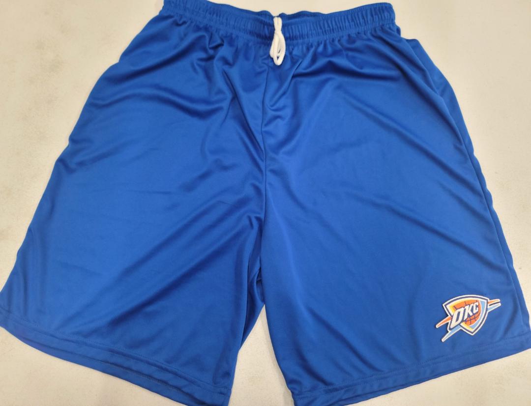Mens NBA OKLAHOMA CITY THUNDER Moisture Wick Dri Fit SHORTS Embroidered Logo ROYAL