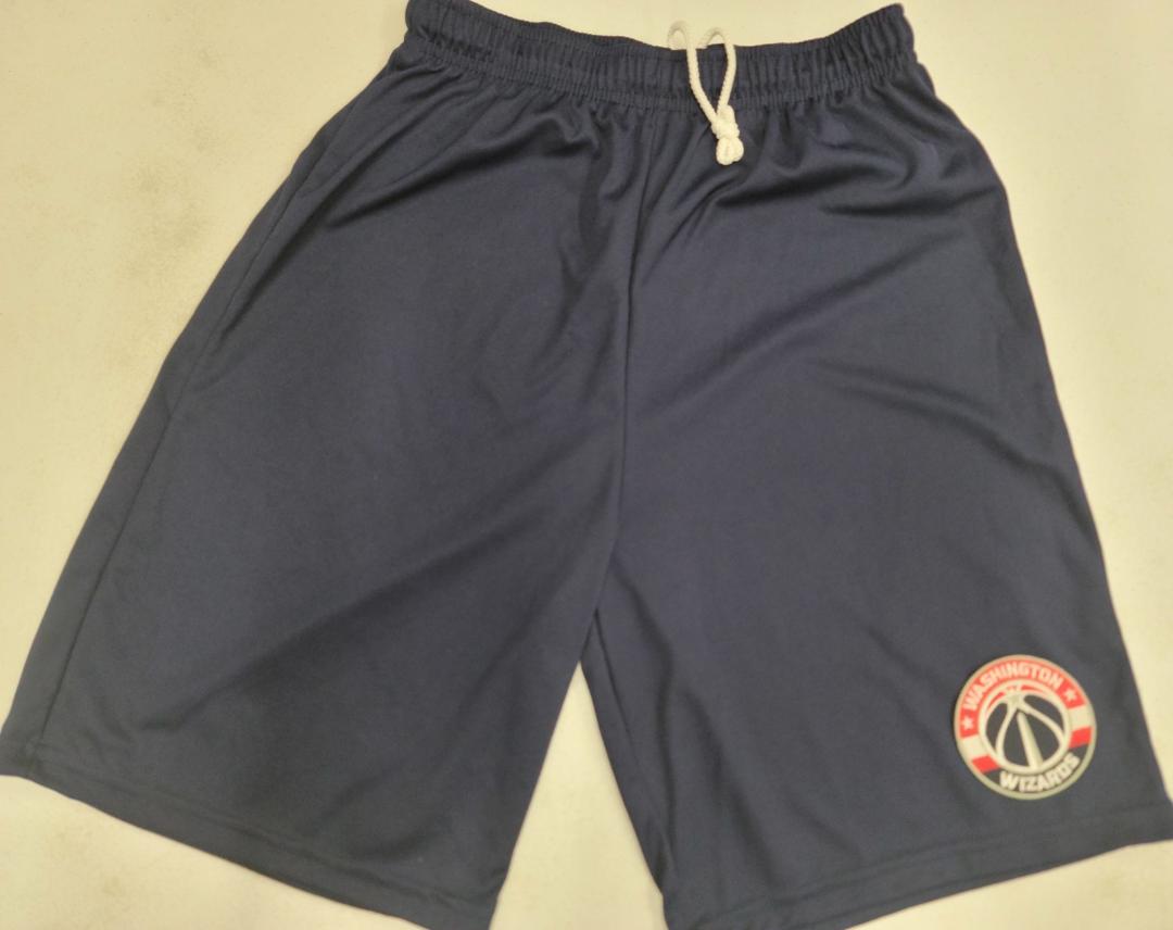 Mens NBA Team Apparel WASHINGTON WIZARDS Dri Fit SHORTS Embroidered Logo NAVY