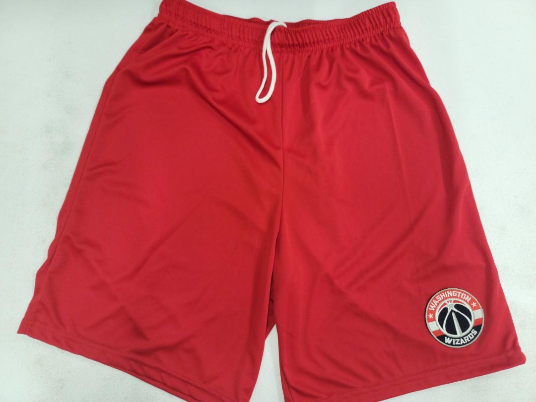 Mens NBA WASHINGTON WIZARDS Moisture Wick Dri Fit SHORTS Embroidered Logo RED