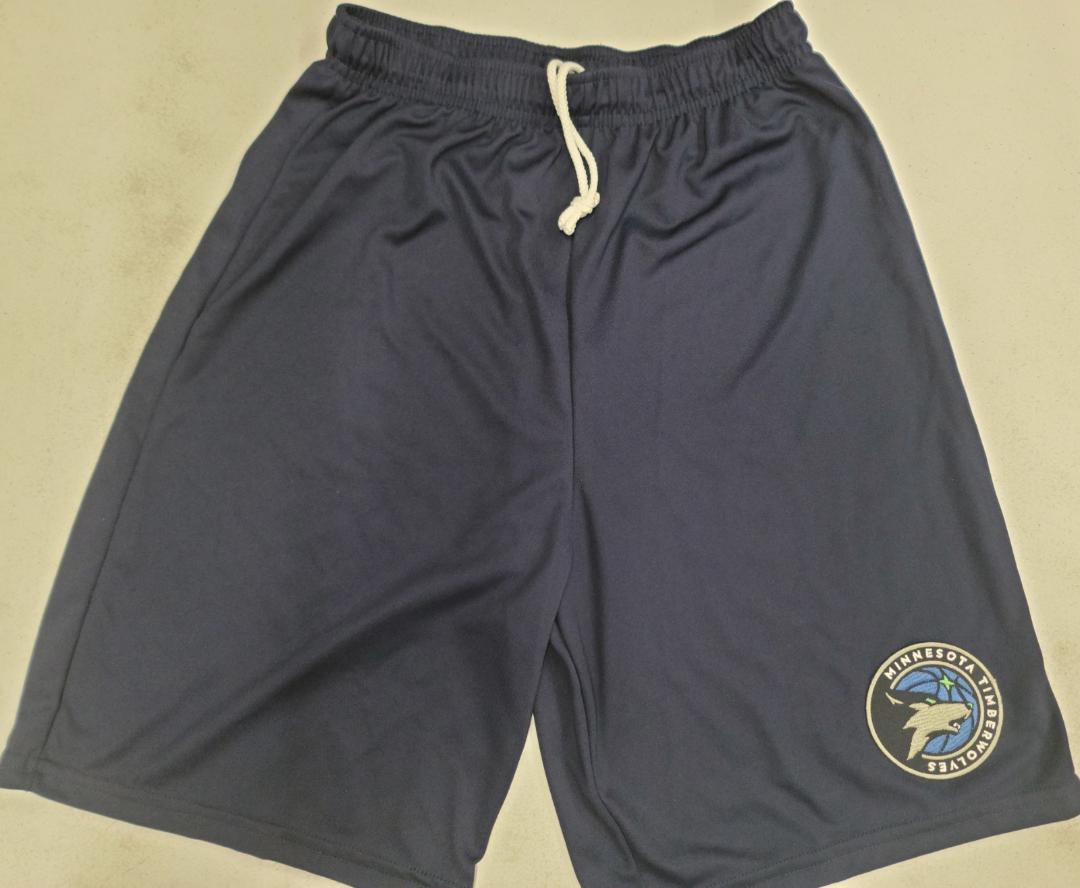 Mens NBA Team Apparel MINNESOTA TIMBERWOLVES Moisture Wick Dri Fit SHORTS W/POCKETS Embroidered Logo NAVY