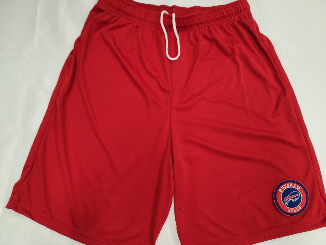 NFL Team Apparel BUFFALO BILLS Moisture Wick Dri Fit SHORTS Embroidered Logo RED