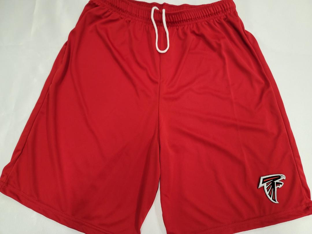 Mens NFL ATLANTA FALCONS Moisture Wick Dri Fit SHORTS W/POCKETS Embroidered Logo RED