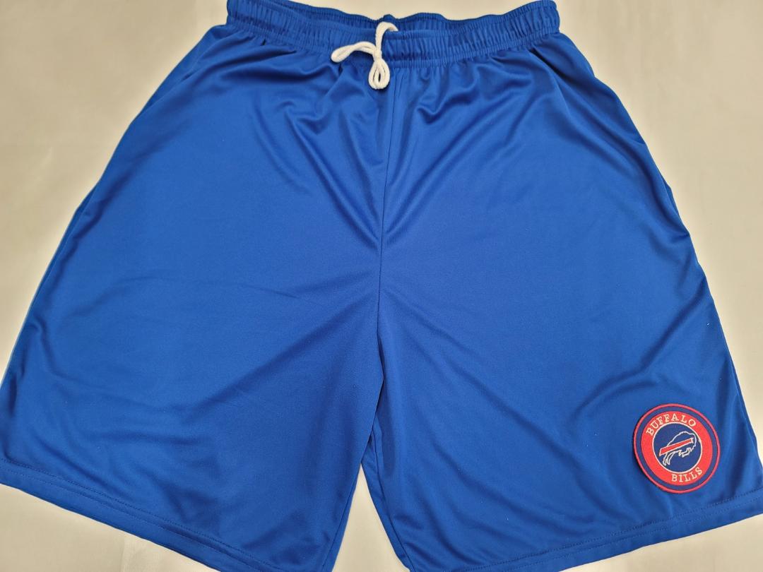 NFL Team Apparel BUFFALO BILLS Moisture Wick Dri Fit SHORTS Embroidered Logo ROYAL