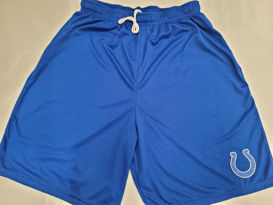 Mens NFL INDIANAPOLIS COLTS Moisture Wick Dri Fit SHORTS W/POCKETS Embroidered Logo ROYAL