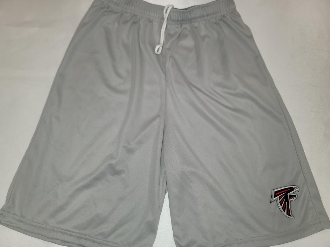 Mens NFL Team Apparel ATLANTA FALCONS Moisture Wick Dri Fit SHORTS Embroidered Logo SILVER
