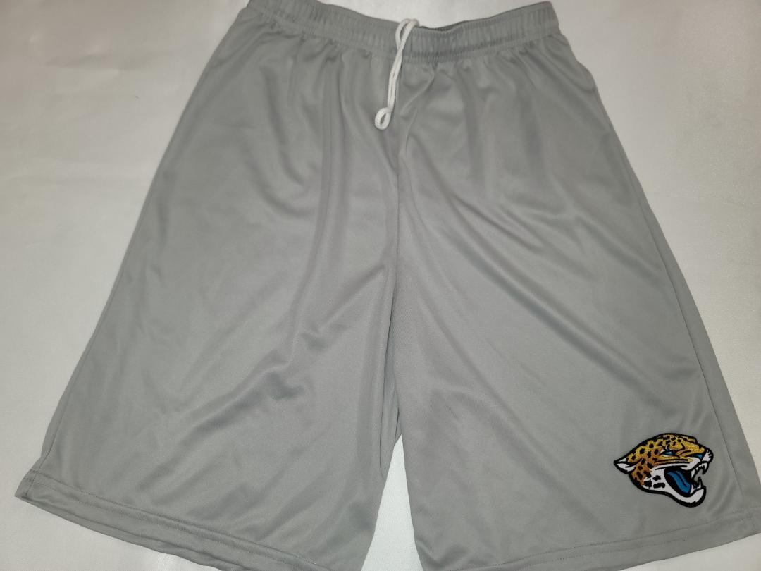 Mens NFL Team Apparel JACKSONVILLE JAGUARS Moisture Wick Dri Fit SHORTS Embroidered Logo SILVER