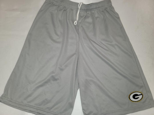 Mens NFL Team Apparel GREEN BAY PACKERS Moisture Wick Dri Fit SHORTS Embroidered Logo SILVER