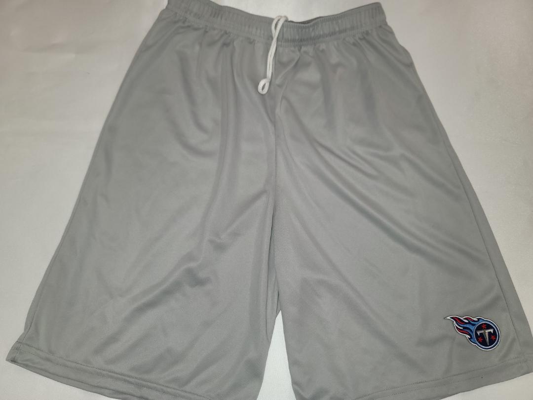Mens NFL Team Apparel TENNESSEE TITANS Moisture Wick Dri Fit SHORTS Embroidered Logo SILVER