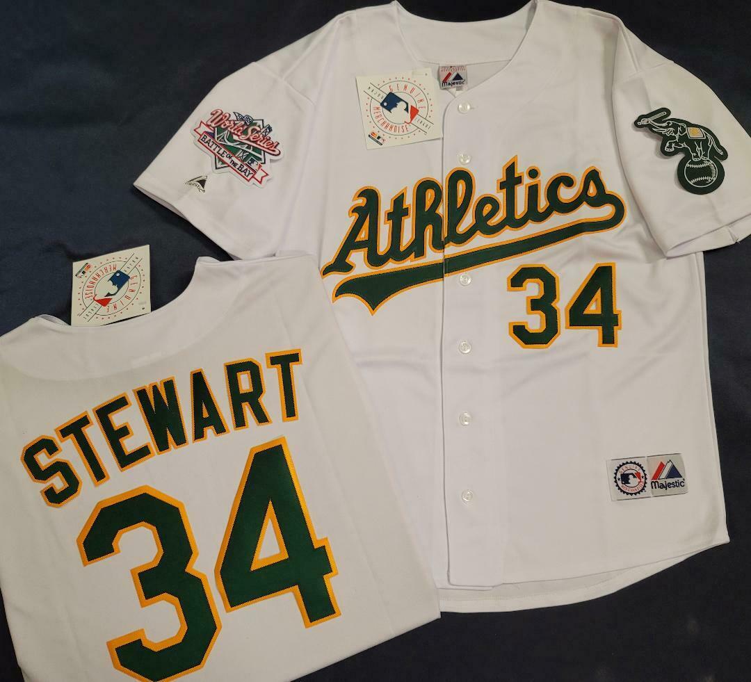 Majestic Oakland A's DAVE STEWART 1989 World Series Baseball Jersey WHITE